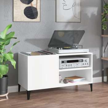 Técnica de áudio Goka Skříňka s přihrádkou na LP desky a audiotechniku - kovové nohy Bílá (831949)