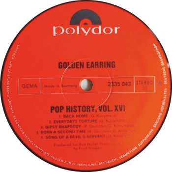 2LP Golden Earring: Pop History Vol. 16