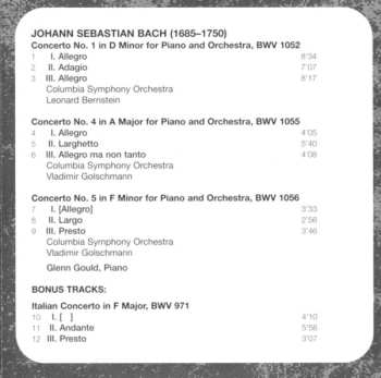 CD Johann Sebastian Bach: Piano Concertos Nos. 1, 4 & 5