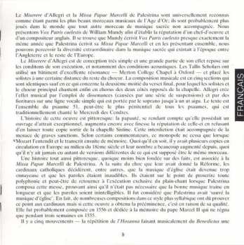 CD Gregorio Allegri: Miserere / Missa Papae Marcelli / Vox Patri Caelestis