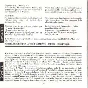 CD Gregorio Allegri: Miserere / Missa Papae Marcelli / Vox Patri Caelestis