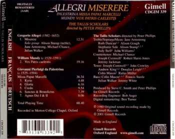 CD Gregorio Allegri: Miserere / Missa Papae Marcelli / Vox Patri Caelestis
