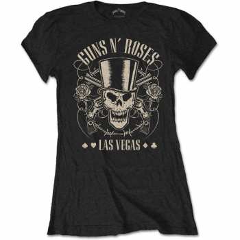 Mercancía Guns N' Roses: Dámské Tričko Top Hat, Skull & Pistols Las Vegas  S