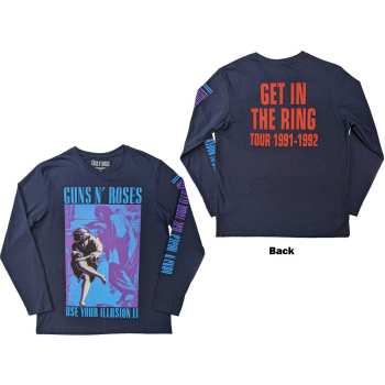 Mercancía Guns N' Roses: Guns N' Roses Unisex Long Sleeve T-shirt: Get In The Ring Tour '91-'92 (back & Sleeve Print) (small) S