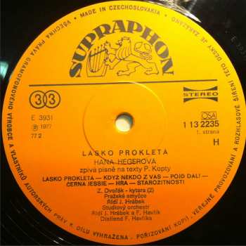 LP Hana Hegerová: Lásko Prokletá (Hana Hegerová Zpívá Texty Pavla Kopty)