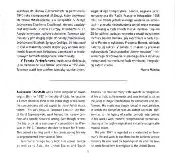 CD Hanna Holeksa: Tansman / Piano Music