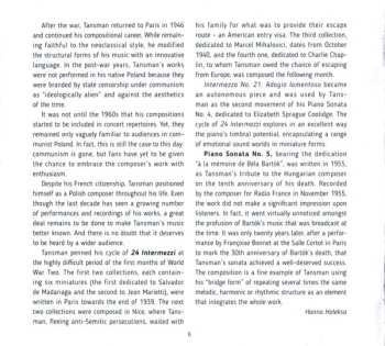 CD Hanna Holeksa: Tansman / Piano Music