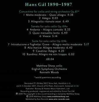 CD Hans Gal: Cello Concertino - Solo Cello Sonata - Solo Cello Suite