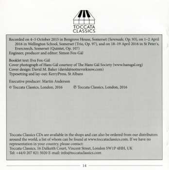 CD Hans Gal: Chamber Music For Clarinet