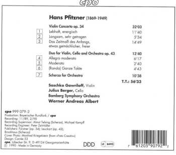 CD Bamberger Symphoniker: Violin Concerto Op. 34; Duo For Violin, Cello And Orchestra Op. 43; Scherzo For Orchestra