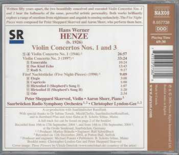 CD Rundfunk-Sinfonieorchester Saarbrücken: Violin Concertos Nos. 1 And 3 • Five Night-Pieces