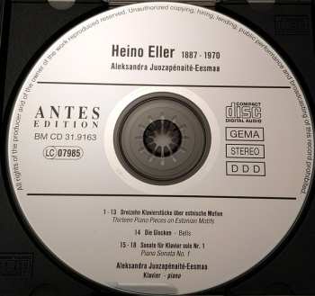 CD Heino Eller: Dreizehn Klavierstücke Über Estnische Motive / Die Glocken / Sonate Für Klavier Solo Nr. 1