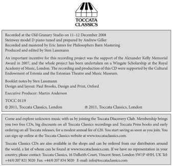 CD Sten Lassmann: Complete Piano Music Volume One