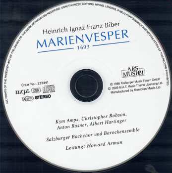 CD Heinrich Ignaz Franz Biber: Marienvesper 1693