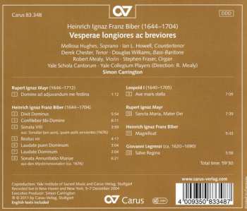 CD Heinrich Ignaz Franz Biber: Vesperae Longiores Ac Breviores