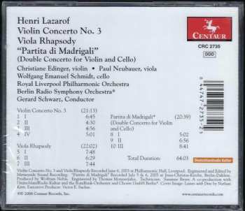 CD Radio-Symphonie-Orchester Berlin: Violin Concerto No. 3 / Viola Rhapsody / "Partita Di Madrigali" (Double Concerto For Violin And Cello)