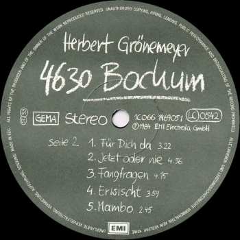 LP Herbert Grönemeyer: 4630 Bochum