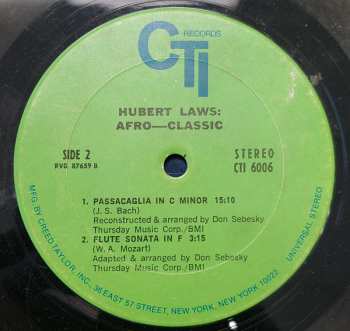 CD Hubert Laws: Afro Classic