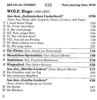 CD Hugo Wolf: Lieder / Sieben Frühe Lieder