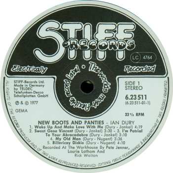 LP Ian Dury: New Boots And Panties!!