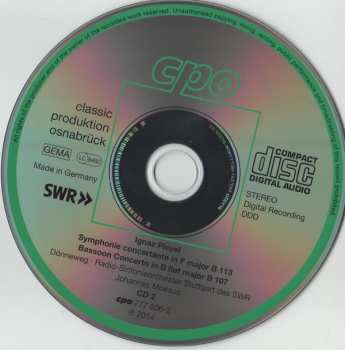 2CD Ignaz Pleyel: Symphonies Concertantes - Bassoon Concerto