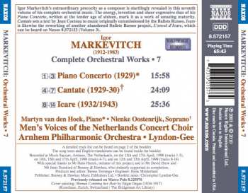 CD Igor Markevitch: Complete Orchestral Works • 7: Piano Concerto • Cantate • Icare