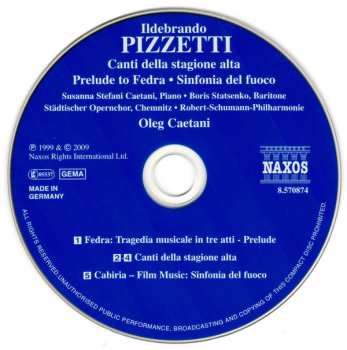 CD Robert-Schumann-Philharmonie: Canti Della Stagione Alta