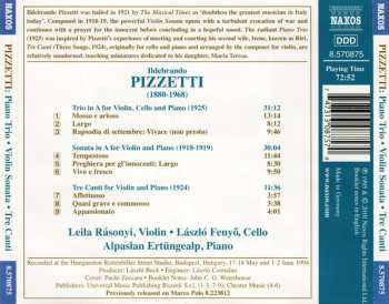 CD Ildebrando Pizzetti: Piano Trio ● Violin Trio ● Tre Canti