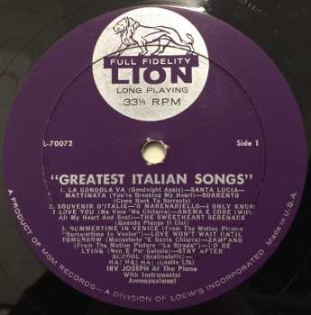 LP Irving Joseph: Greatest Italian Songs