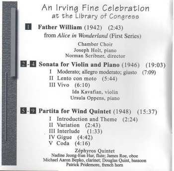 CD Irving Fine: An Irving Fine Celebration At The Library Of Congress