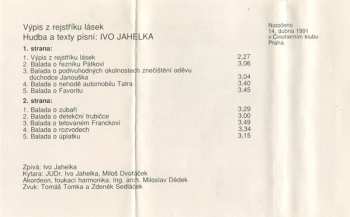 MC Ivo Jahelka: Výpis Z Rejstříku Lásek