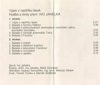 MC Ivo Jahelka: Výpis Z Rejstříku Lásek