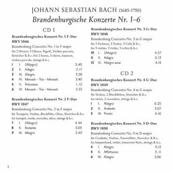 2CD Johann Sebastian Bach: Brandenburgische Konzerte  1 - 6