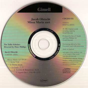 CD Jacob Obrecht: Missa Maria Zart