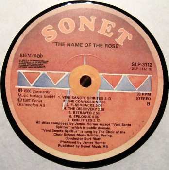 LP James Horner: The Name Of The Rose