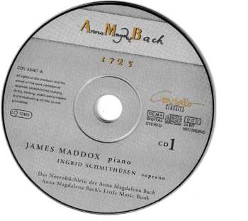 2CD Ingrid Schmithüsen: Das Notenbüchlein der Anna Magdalena Bach = Anna Magdalena Bach's Little Music Book