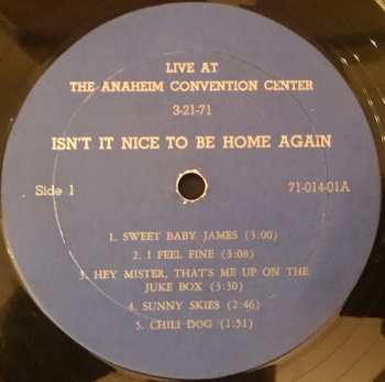 2LP James Taylor: "Isn't It Nice To Be Home Again" Live At The Anaheim Convention Center 3-21-71 NUM | LTD | CLR