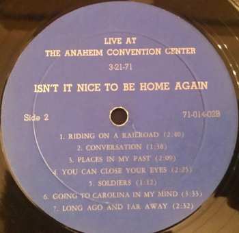 2LP James Taylor: "Isn't It Nice To Be Home Again" Live At The Anaheim Convention Center 3-21-71 NUM | LTD | CLR