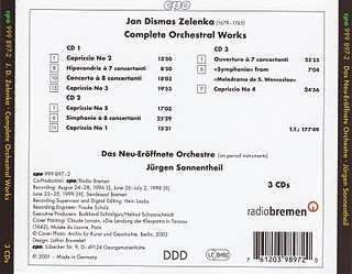 3CD/Caja Jan Dismas Zelenka: Complete Orchestral Works