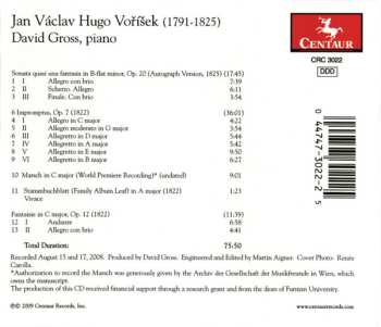 CD Jan Václav Hugo Voříšek: Sonata Quasi Una Fantasia In B-flat Minor, Op. 20 / 6 Impromptus, Op. 7 / Marsch In C Major / Stammbuchblatt In A Major / Fantaisie In C Major, Op. 12