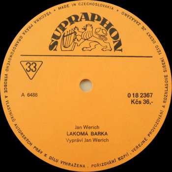 LP Jan Werich: Král Měl Tři Syny / Úsporná Pohádka / Lakomá Barka