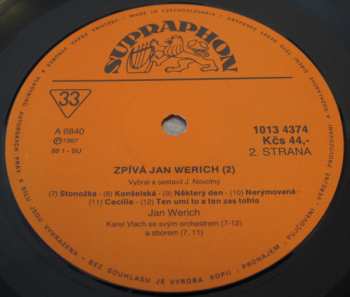 LP Jan Werich: Zpívá Jan Werich 2 (88 1)
