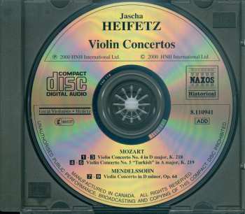 CD Wolfgang Amadeus Mozart: Heifetz: Mozart / Mendelssohn (Historical Recordings 1934-1949)
