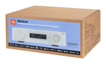 Técnica de áudio JBL MA510 - Av Zesilovač 5.2, 75 W, 8k, Wi-fi, Bluetooth, Dolby Vision - Bílý