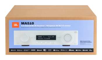 Técnica de áudio JBL MA510 - Av Zesilovač 5.2, 75 W, 8k, Wi-fi, Bluetooth, Dolby Vision - Bílý