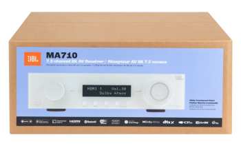 Técnica de áudio JBL MA710 - Av Zesilovač 7.2, 110 W, 8k, Wi-fi, Bluetooth, Dolby Atmos + Vision - Bílý