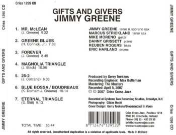 CD Jimmy Greene: Gifts And Givers