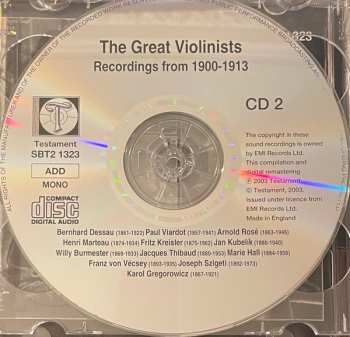 2CD Pablo De Sarasate: The Great Violinists: Recordings From 1900 - 1913