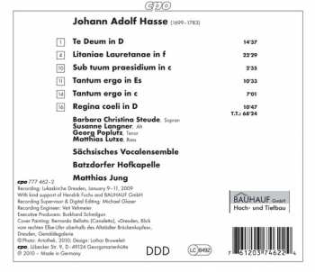 CD Johann Adolf Hasse: Te Deum • Sacred Works