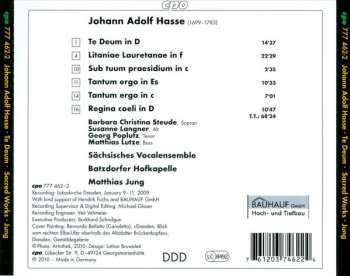 CD Johann Adolf Hasse: Te Deum • Sacred Works